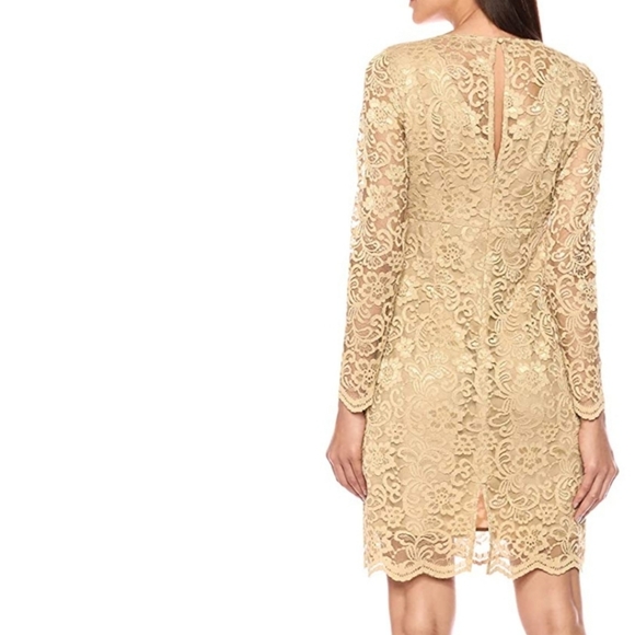 Nanette Lepore▪︎Gold Poetic Love Lace Sheath Dress - Picture 2 of 13